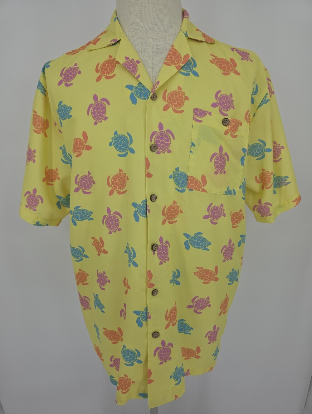 Uzzi Amphibious Gear Sea Turtle Hawaiian Shirt Yellow Large Beach Camp Shirt